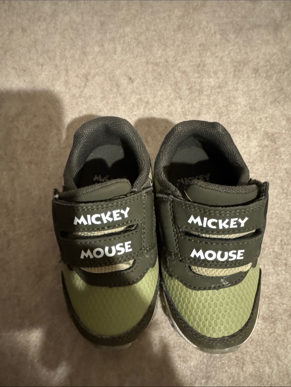 Disney Olive Green and Black Mickey Mouse Kids Sneakers